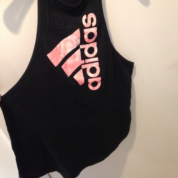 Adidas Black Muscle Tee with Pink Logo - Picture 8 of 15
